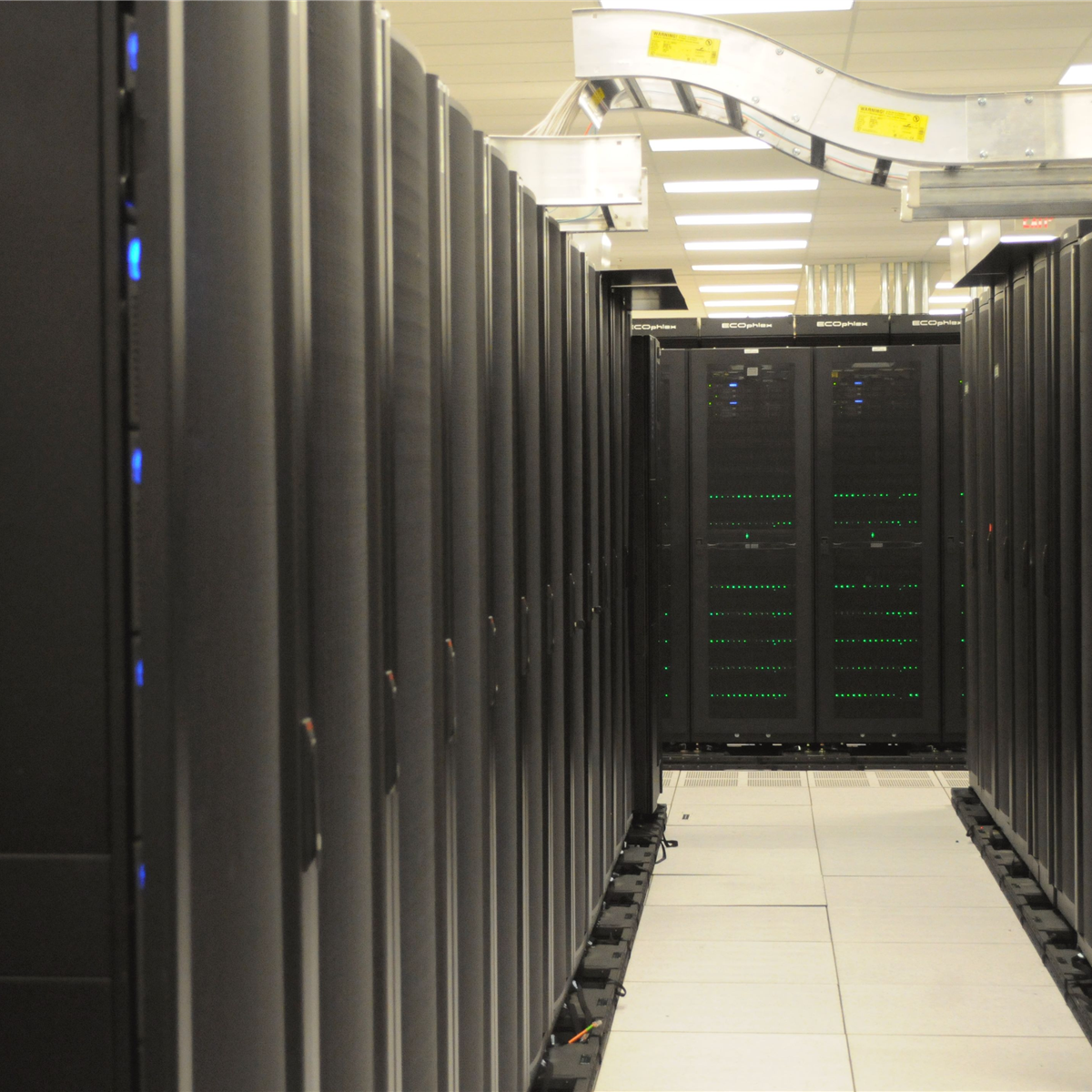 A real photograph of NERSC server racks illustrating on-premises RAG infrastructure, not RAGFlow equipment
